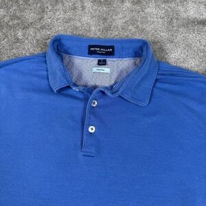 Peter Millar Collection Shirt Mens Large Blue‎ Perfect Pique Polo Golf Casual